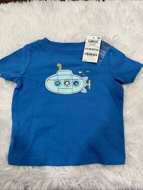& Other Stories Blue Baby Tee with Submarine Graphic